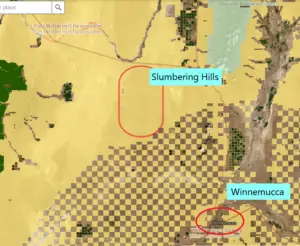 BLM land status map of Slumbering Hills