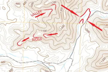 topographic map ridges and valleys